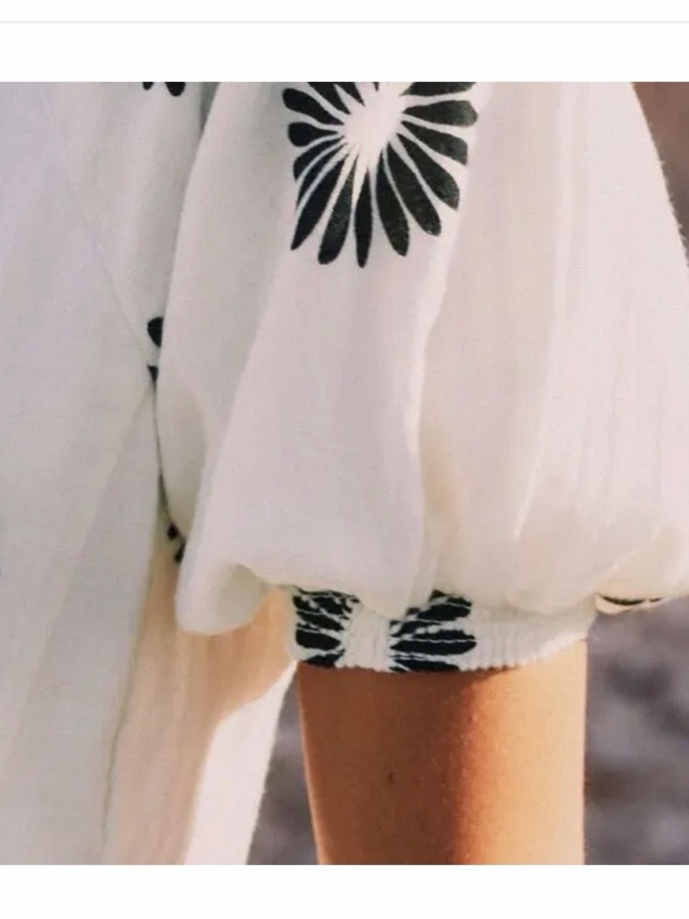 ME+EM Cheesecloth Modern Daisy Print Midi Dress Crème Black Sz 2 - Picture 8 of 17